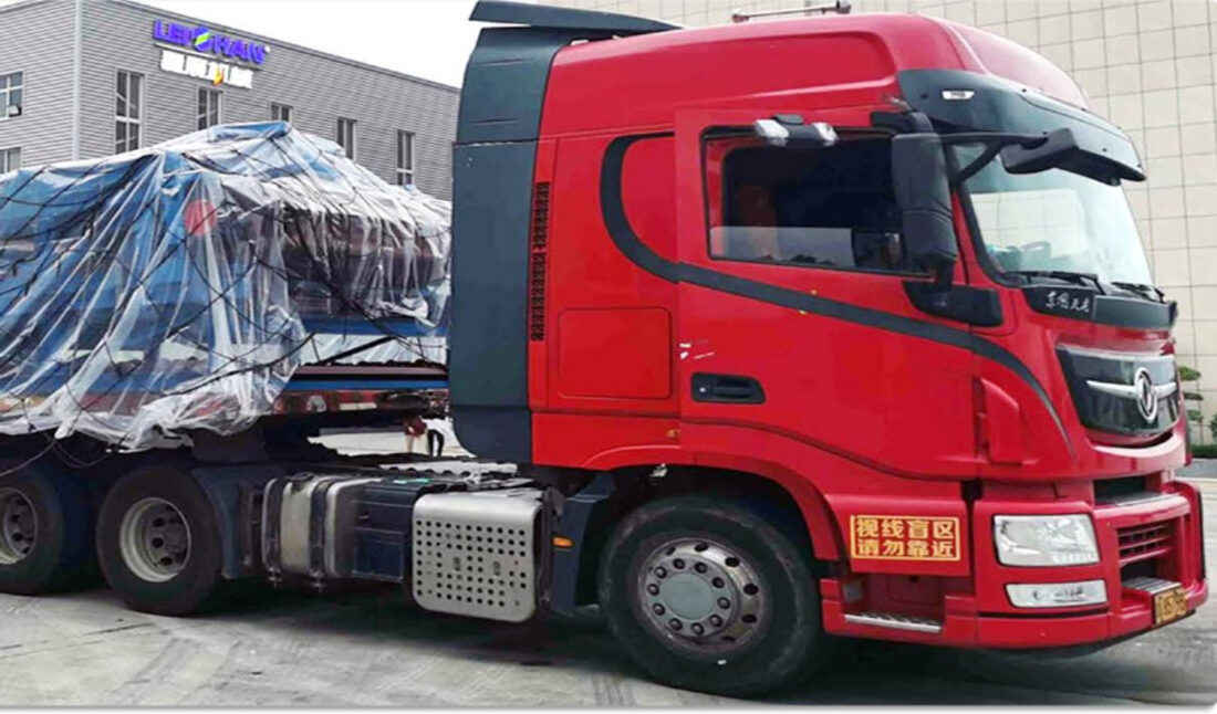 Land logistics truck transporting equipment