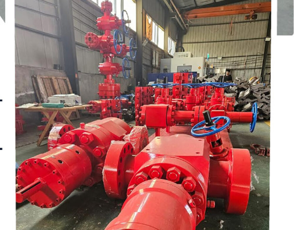 Stacked wellhead valves ready for supply and installation